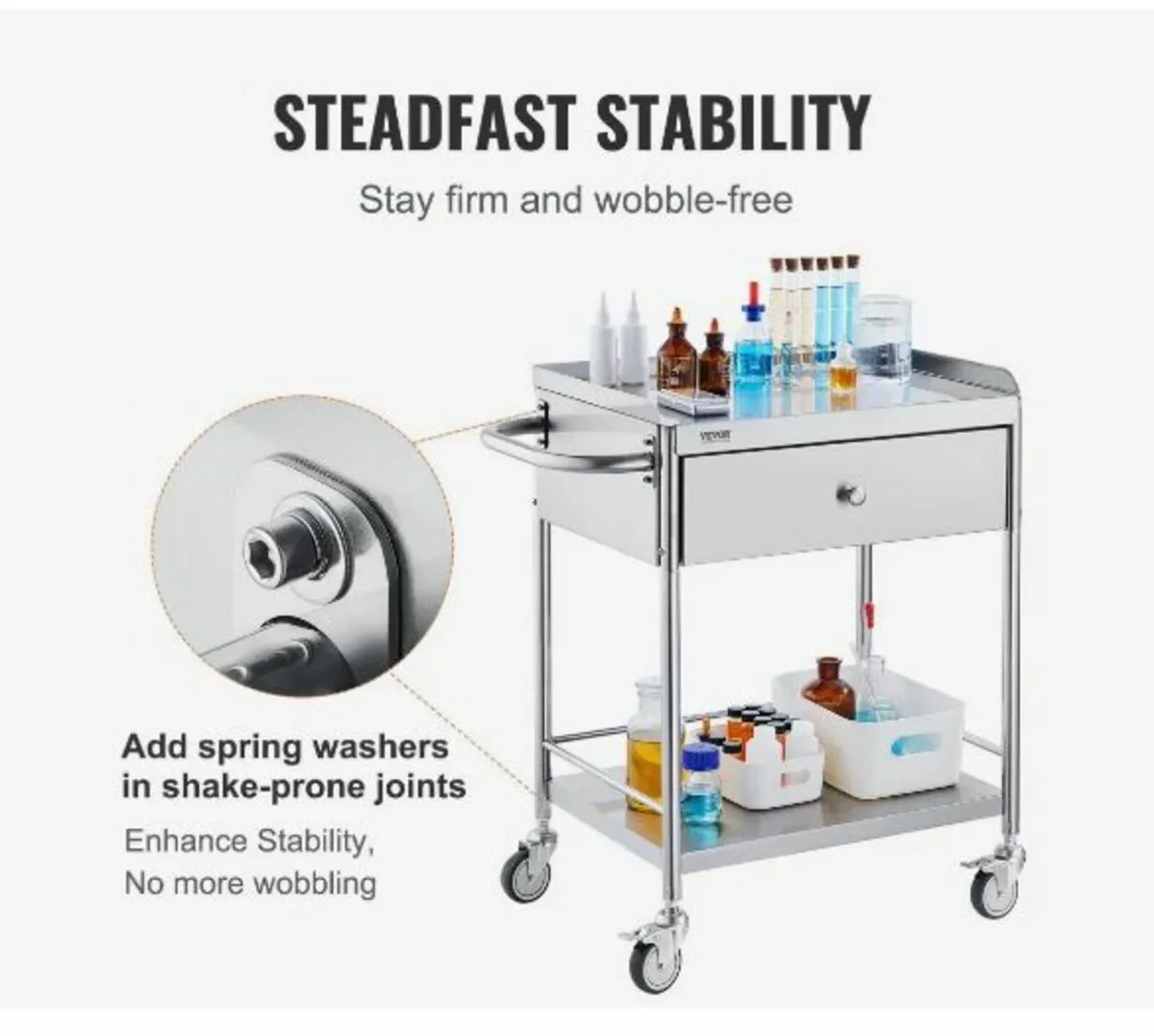 Medical Cart, 2 Layers Stainless Steel - Image 4