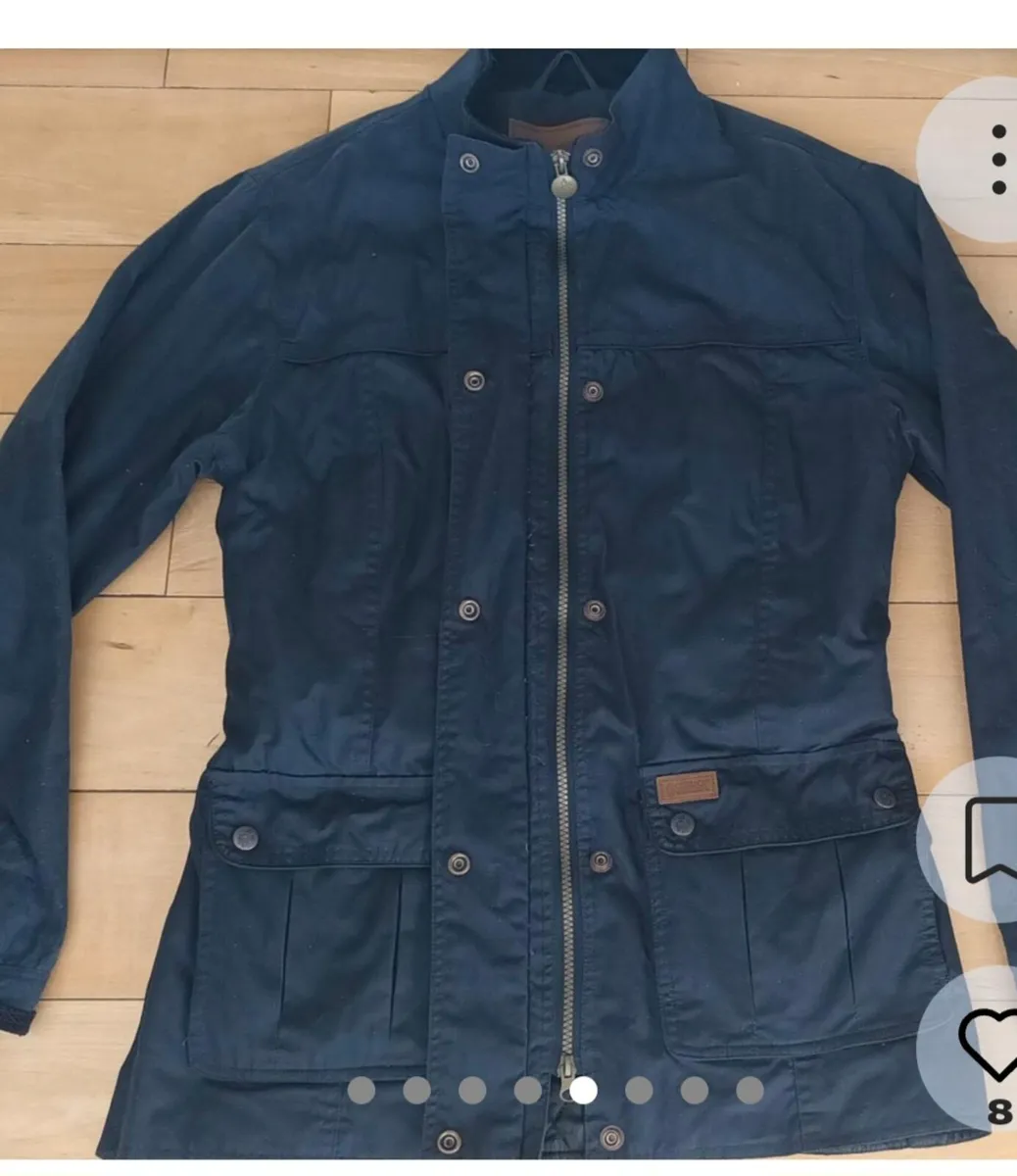Ladies navy waterproof wax jacket - Image 1