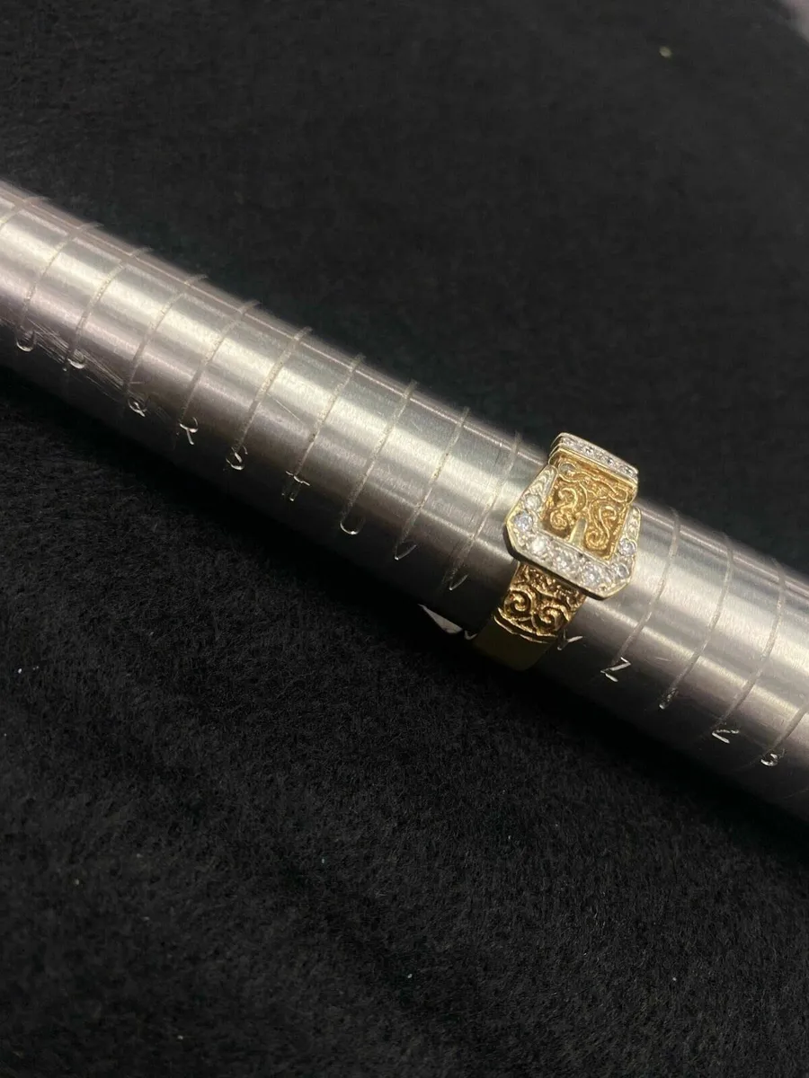 9ct Gold Buckle Ring CZ 9k - Image 3
