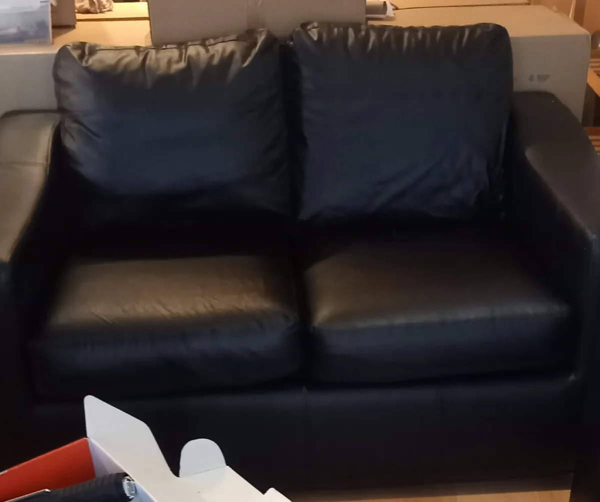 Black leatherette couch - Image 1