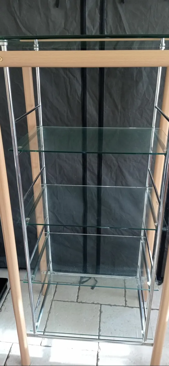 Glass, Chrome and Pine Shelf 1450 x 680 x 530mm - Image 4