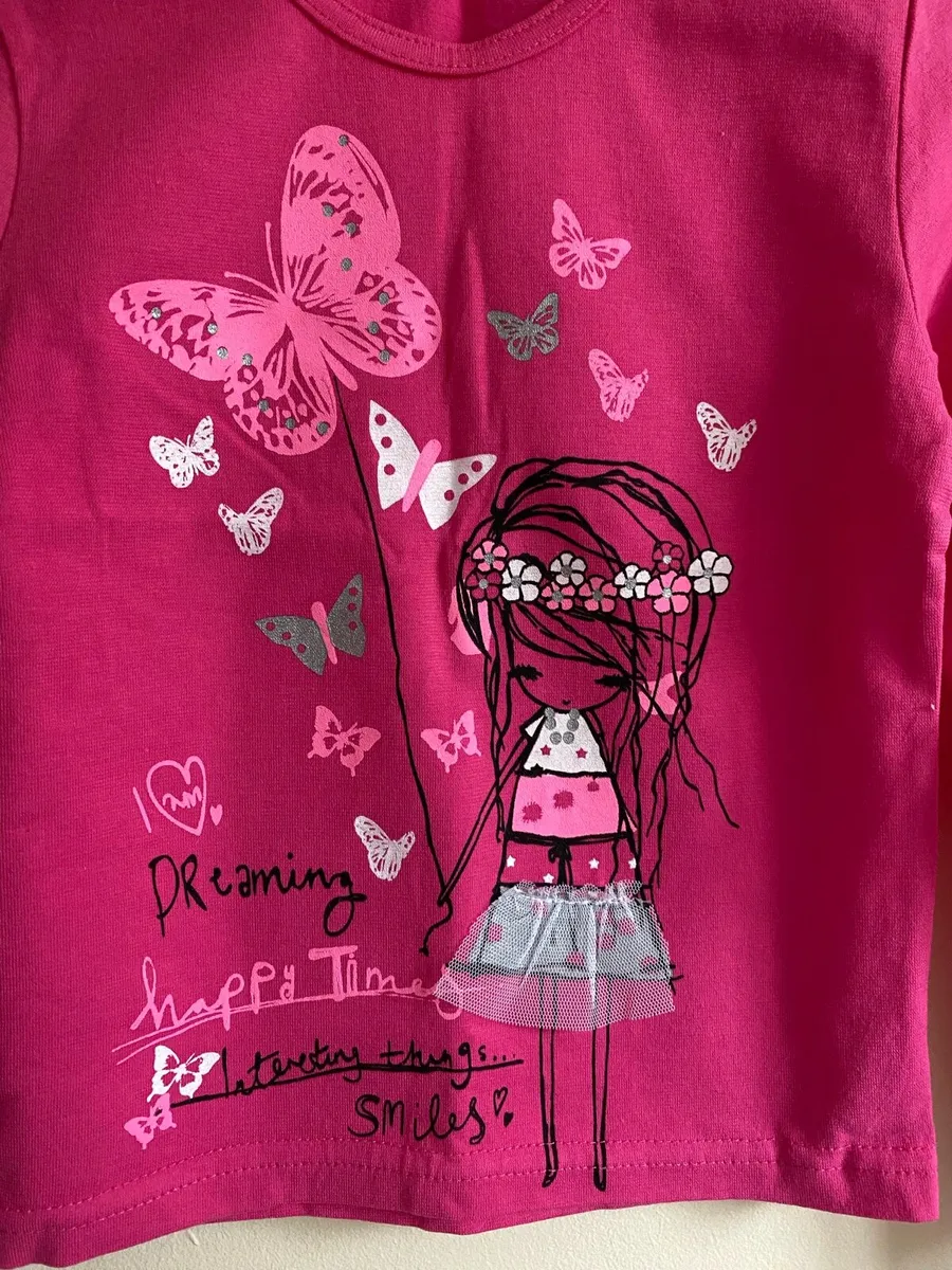 Girl’s Brand New Long Sleeve Hot Pink Shirt/ Top - Image 2