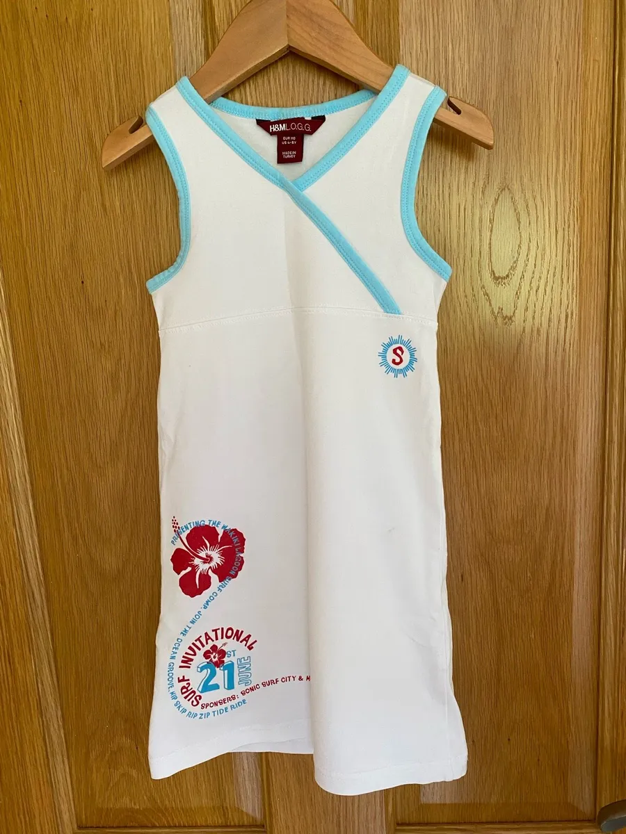 Girl’s New H&M Surfing Style Elastic White Dress - Image 1