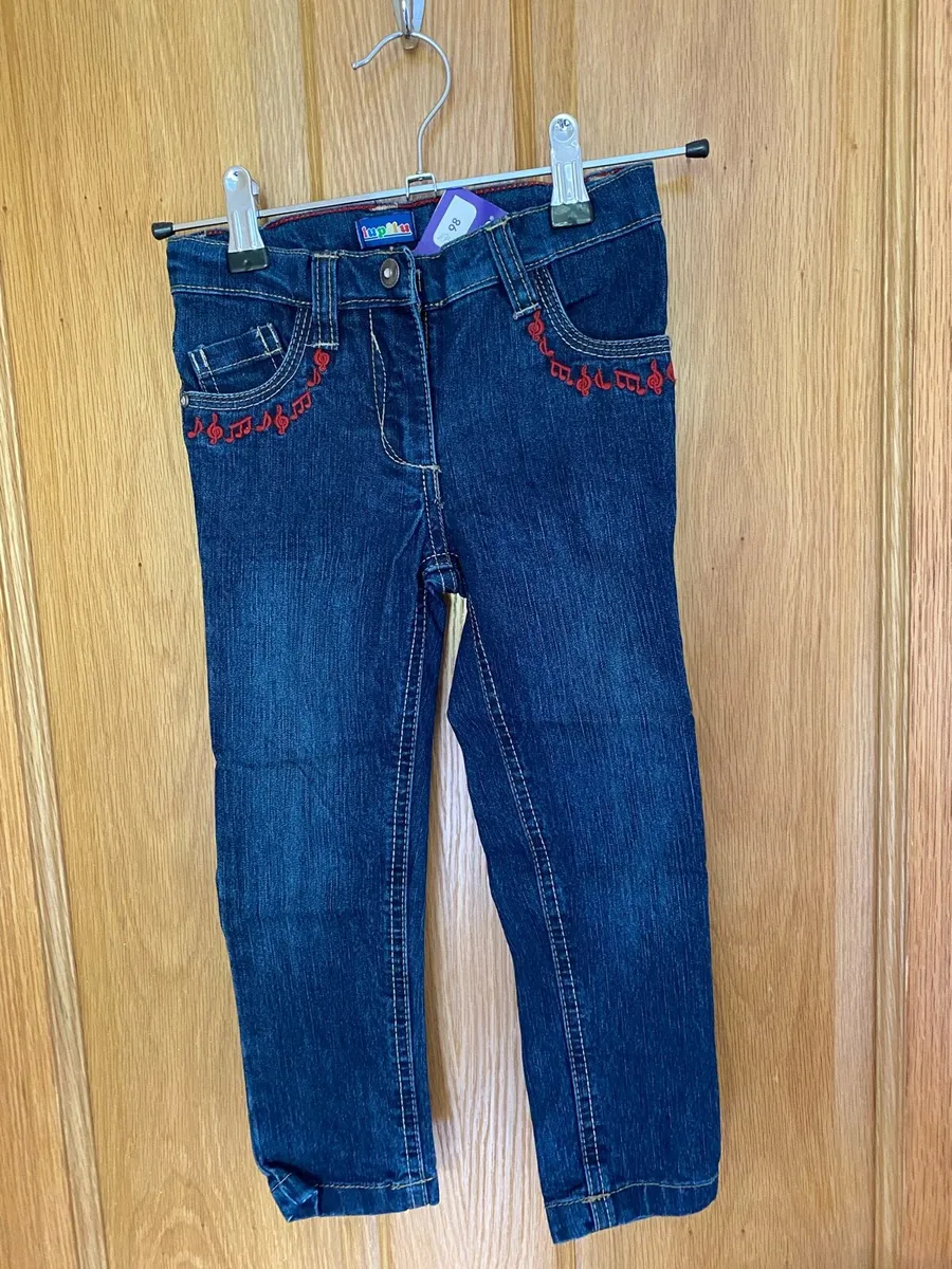 Girl’s Brand New Music Note Denim Blue Jeans - Image 3