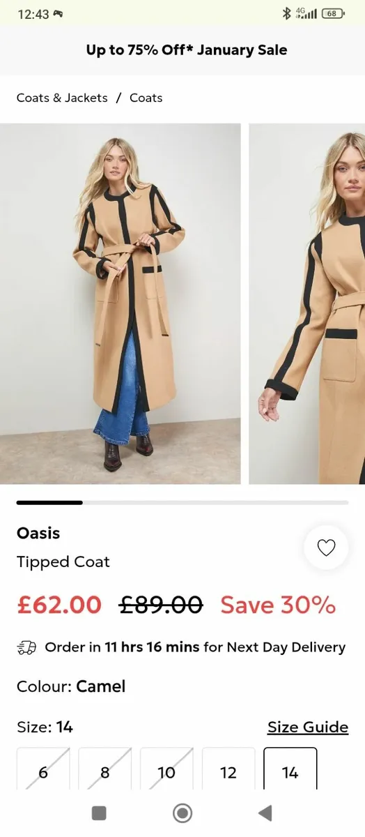 camel full length coat - Image 3