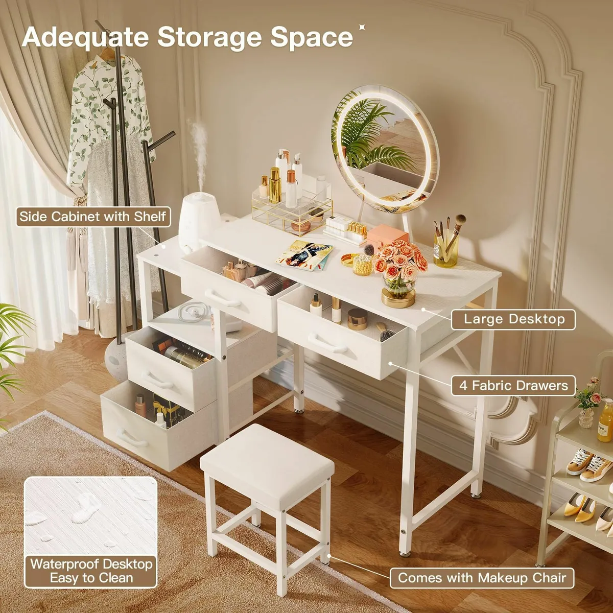 Vanity Desk Adjustable LED Mirror, Dressing Table - Image 3