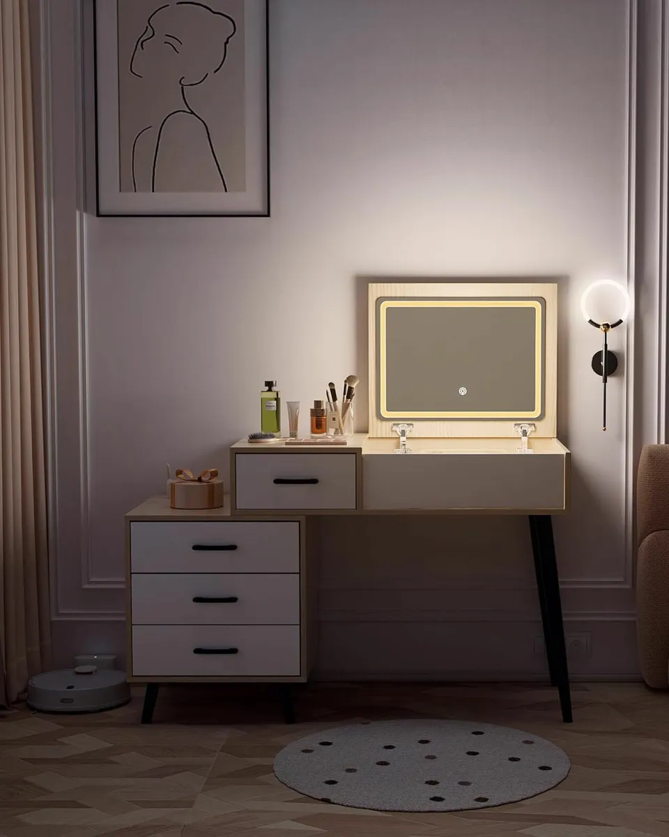 Adjustable Dressing Table Mirror Lights Table - Image 3