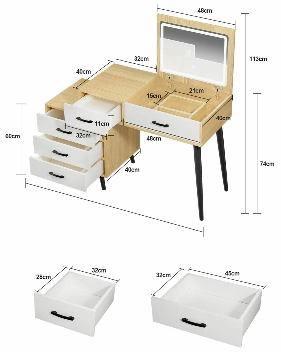 Adjustable Dressing Table Mirror Lights Table - Image 4