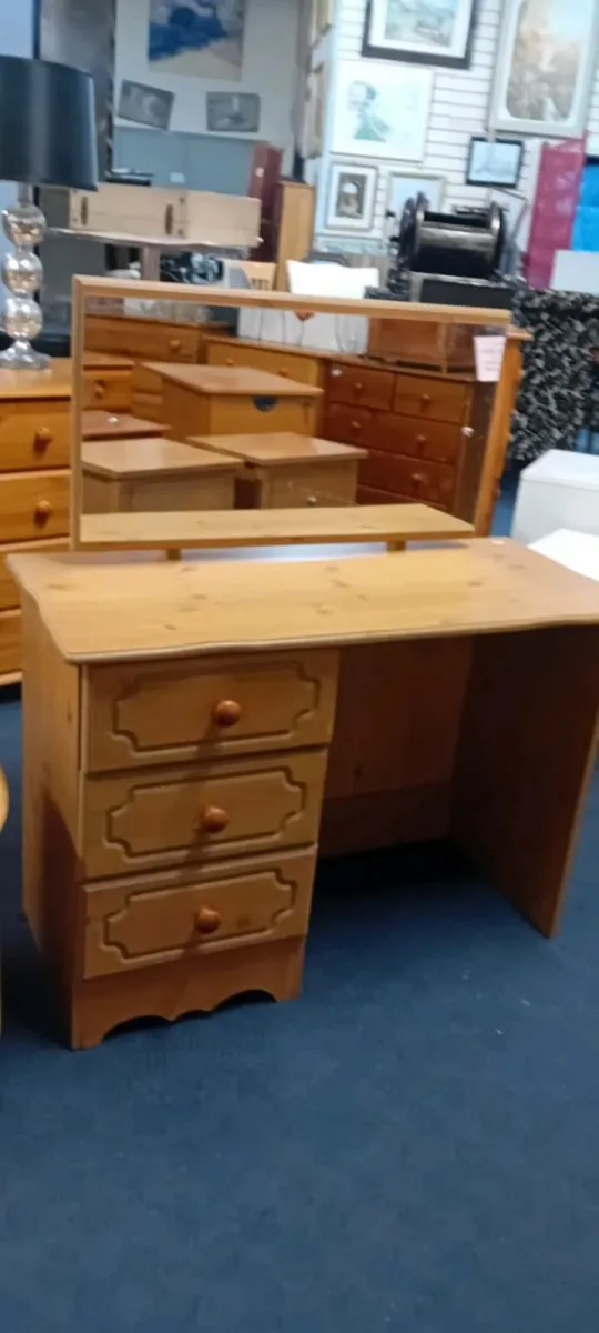 Small Pine Dressing Table with Mirror