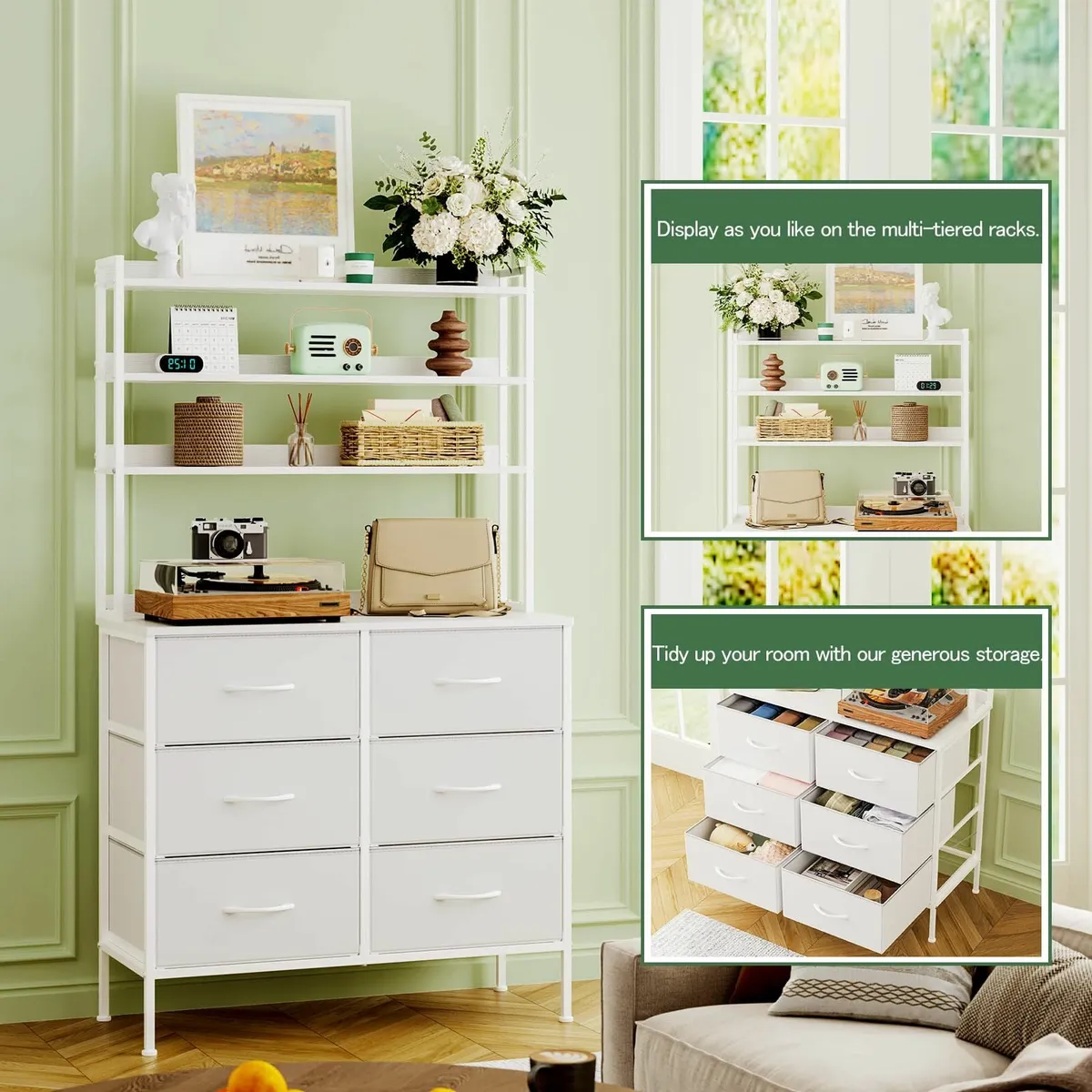 Bedroom Chest of Drawers, 3-Tier Storage Shelf - Image 2