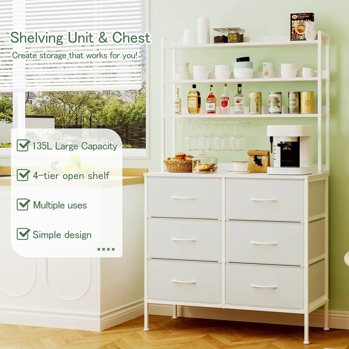 Bedroom Chest of Drawers, 3-Tier Storage Shelf - Image 3