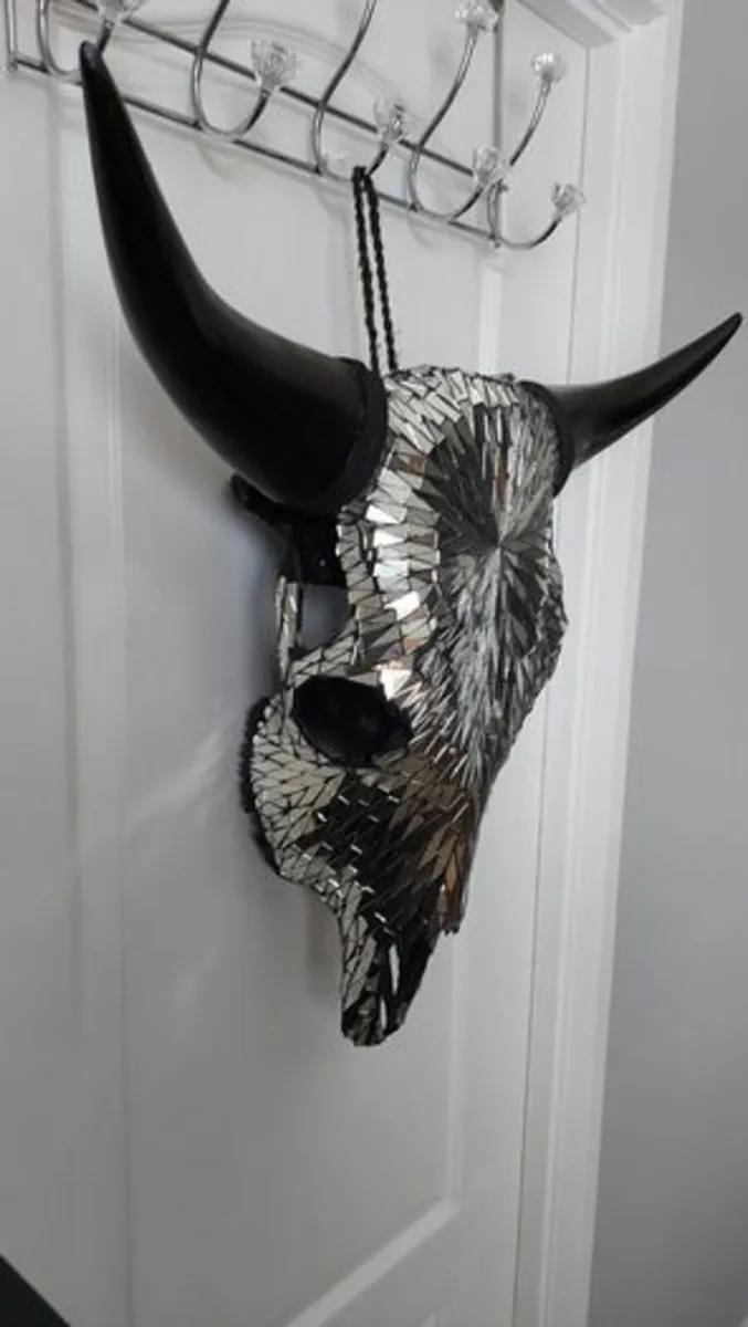 Mirror Insert Black Bull Skull - Image 1