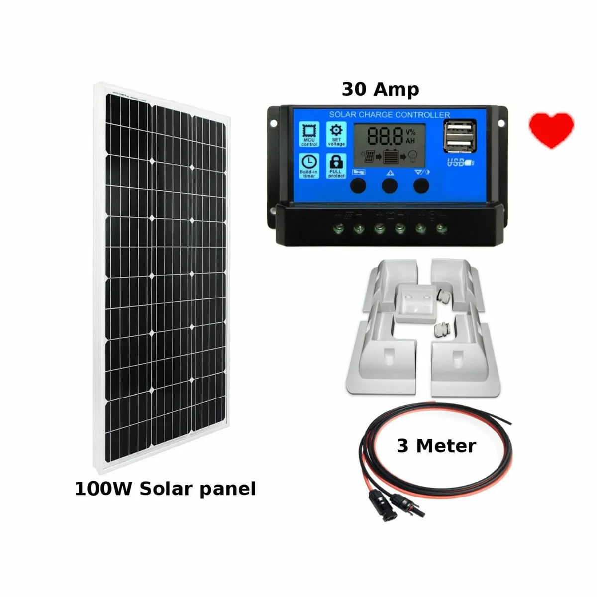 100W Solar panel Kit for Camper Van Boat - Image 1