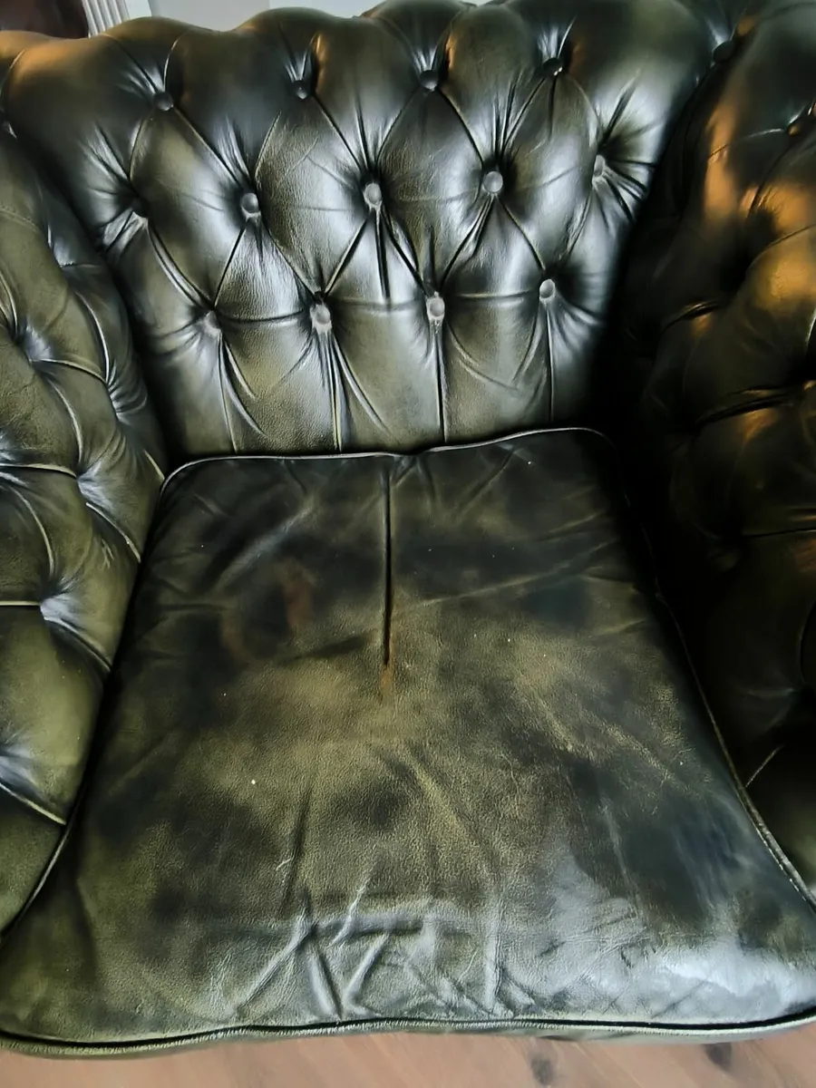 Genuine Leather Chesterfield Armchair. - Image 2
