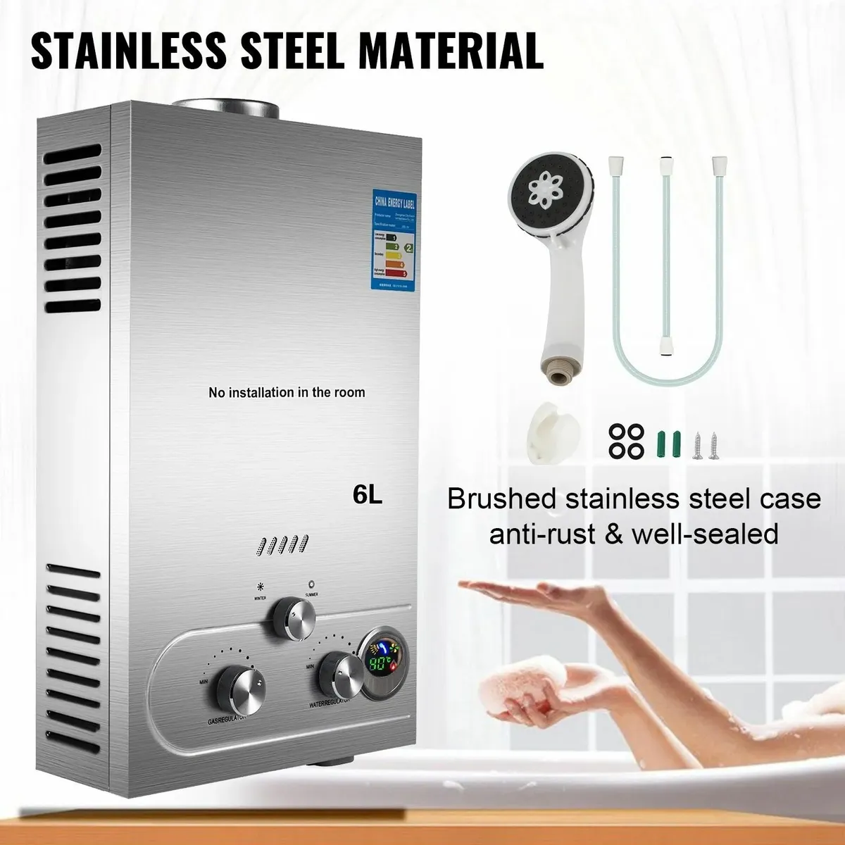 6L Instant Gas Hot Water Heater Tankless Boiler - Image 4