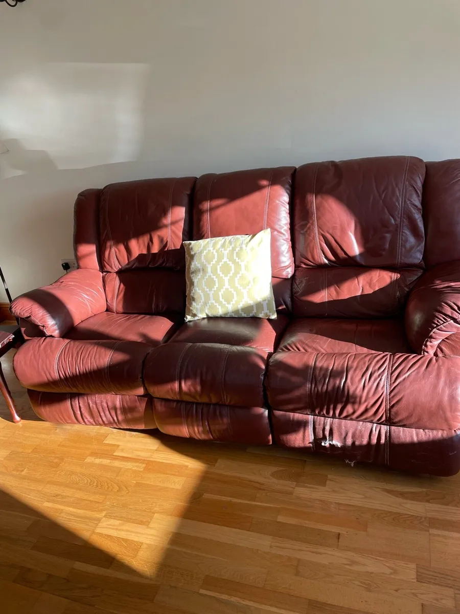 Three piece leather suite - Image 4