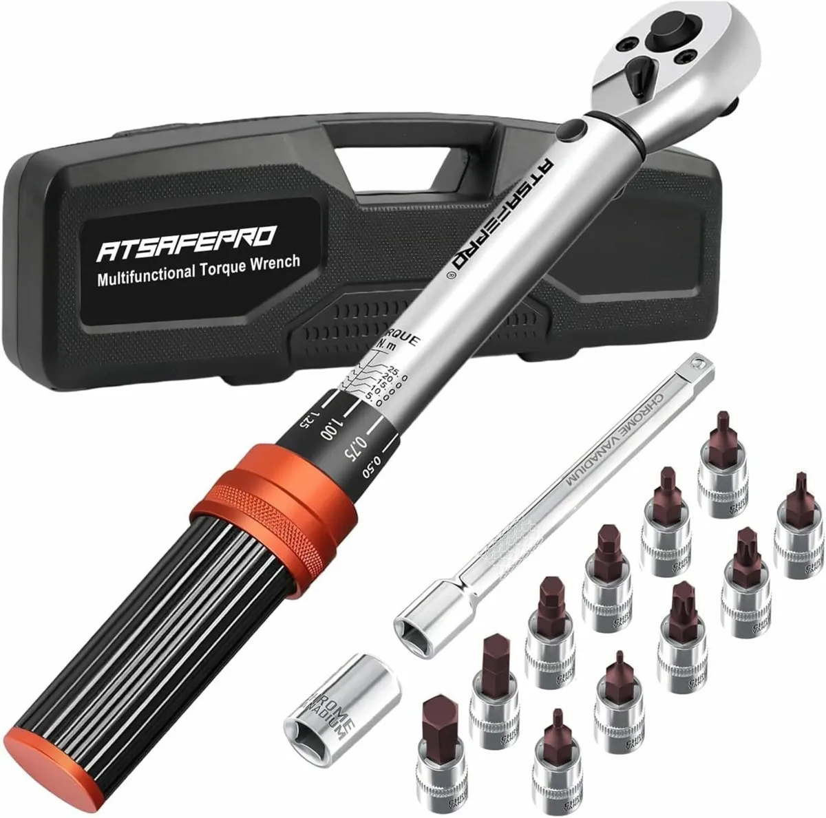 Bicycle Torque Wrench Set 5-25 Nm, 1/4 Inch Drive