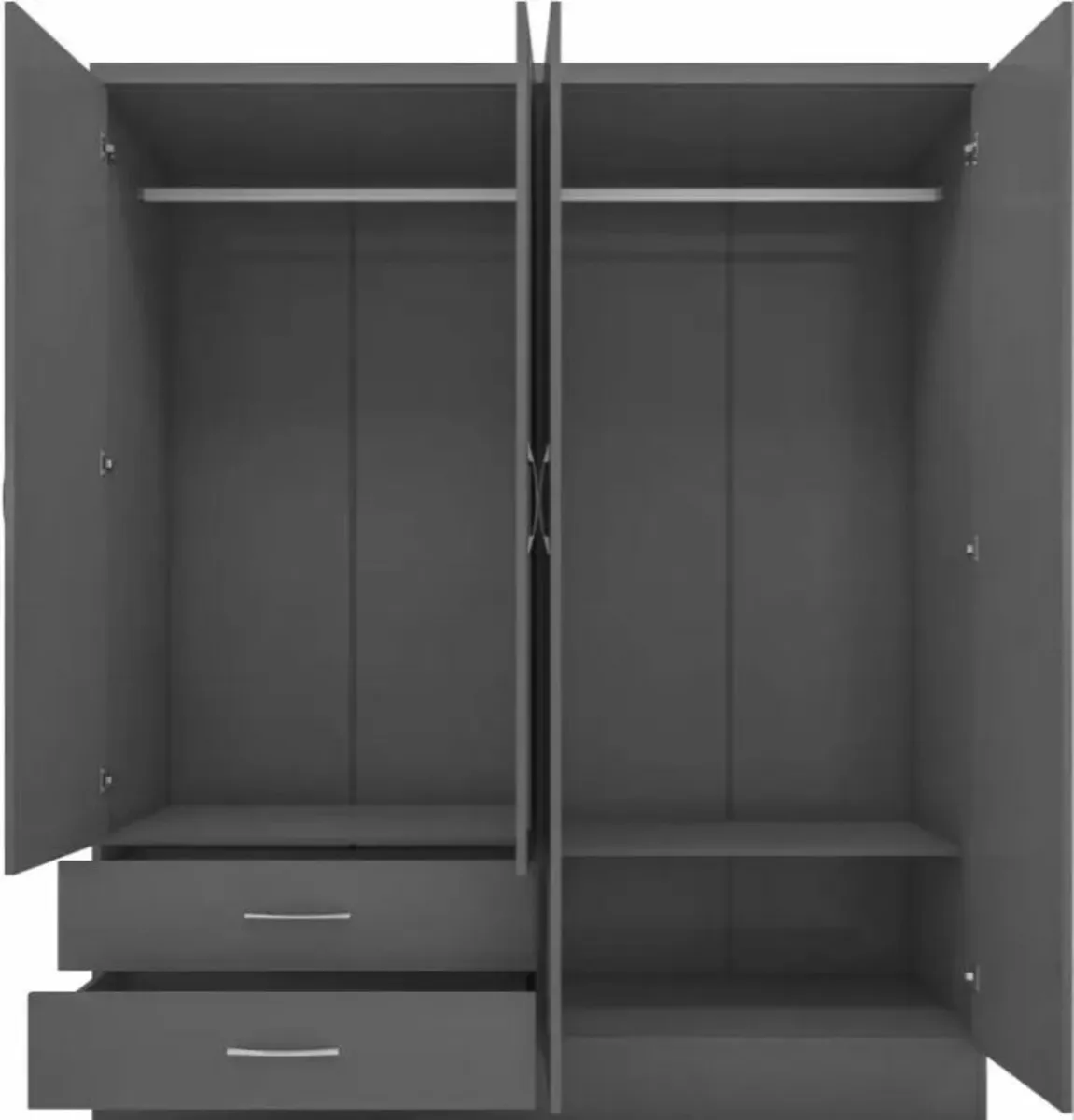 Nevada 4 Door 2 Drawer Mirrored Wardrobe - Image 4