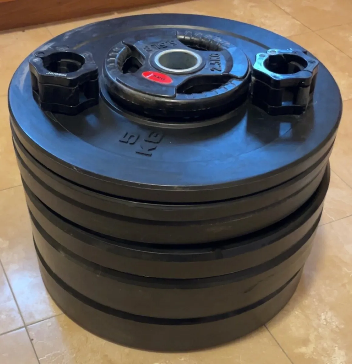 Barbell and Full Bumper Plate Set - Image 1