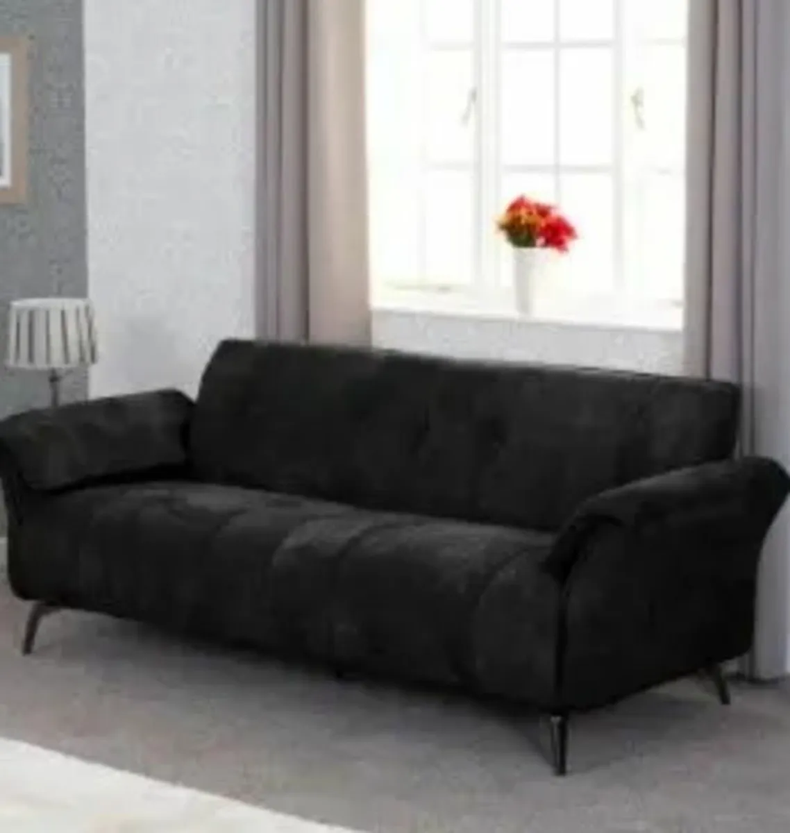 Amalfi 3 Seater Sofa Black Fabric. Free delivery - Image 4