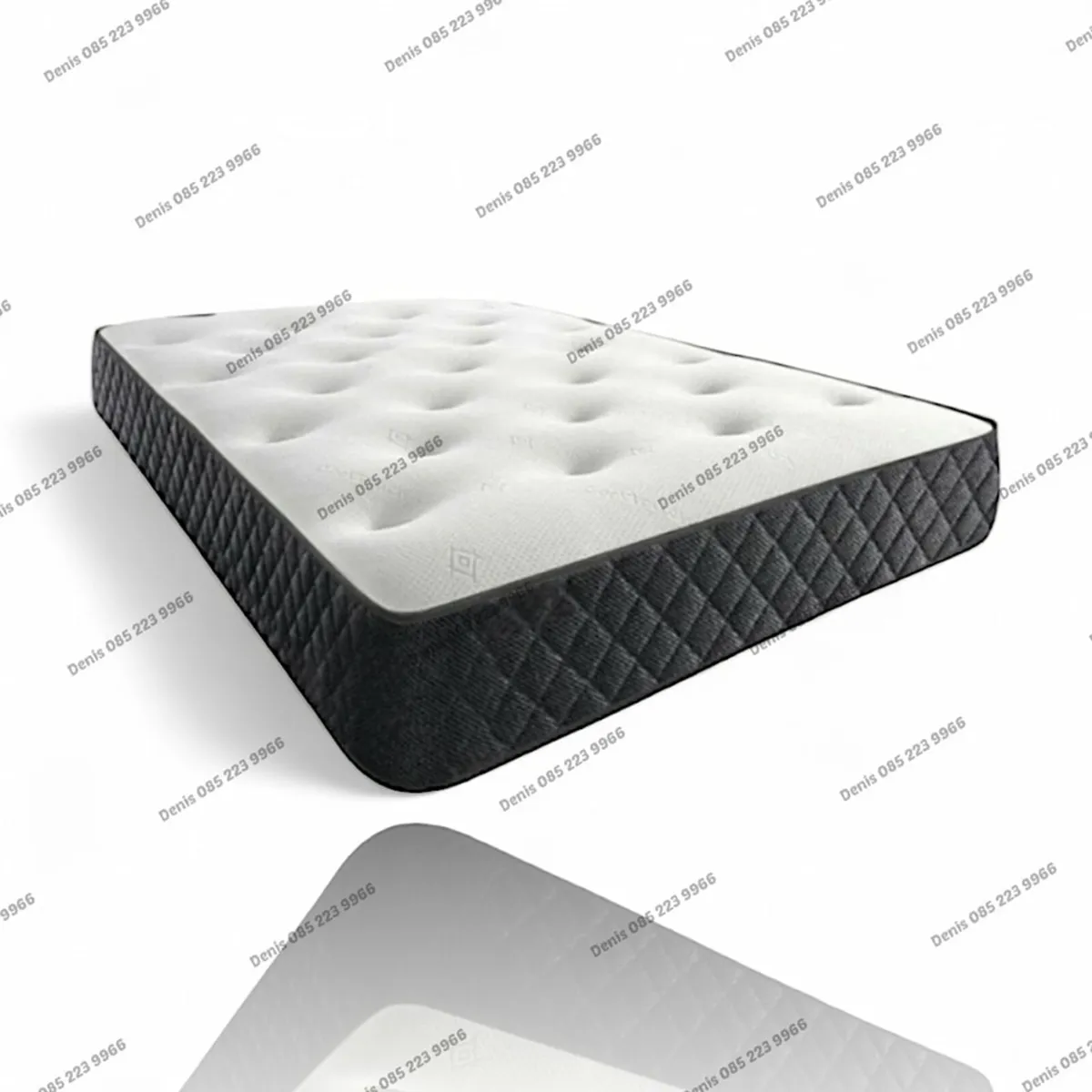 New Grey Divan Base, Headboard & Mattresses - Image 2