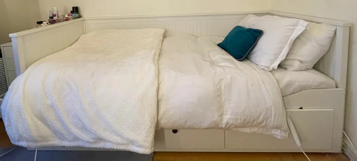 HEMNES  white day-bed frame with mattress - Image 1