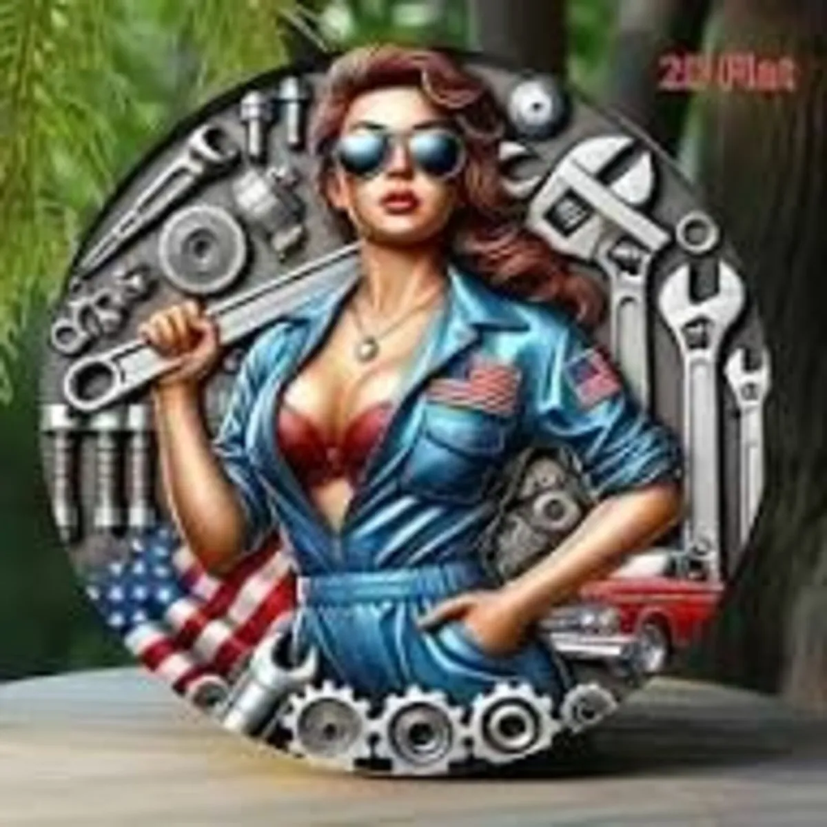 "Be a Fixer" with Tools & American Flag Metal Sign