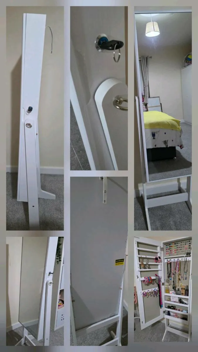 Lockable Jewellery Storage Mirror Armoire Freestan - Image 1