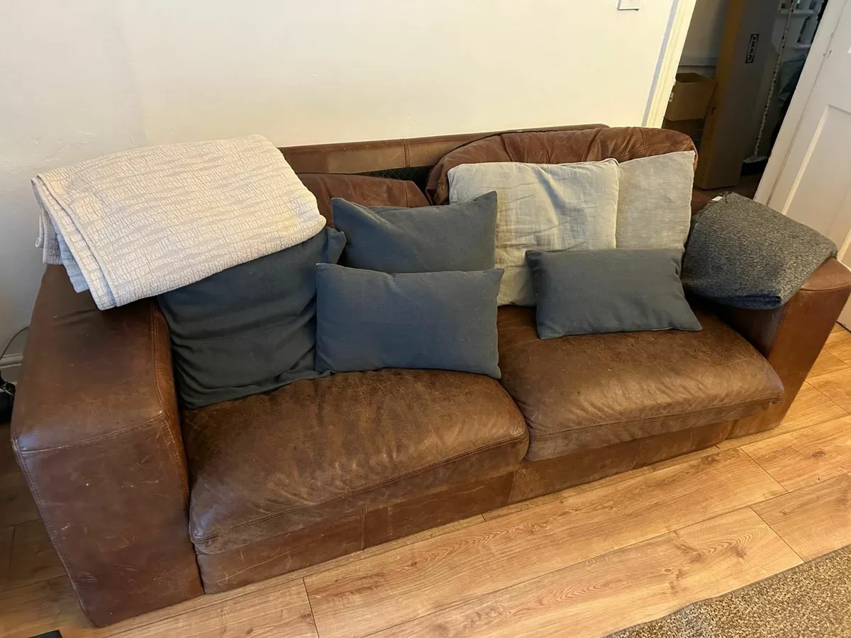 Brown Leather Sofa - 3 seater - Image 2