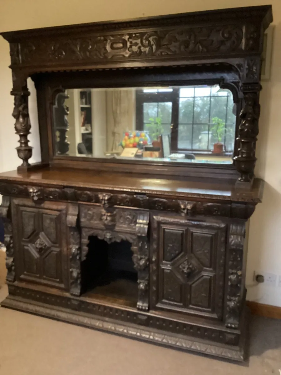 Victorian  carved oak sideboard - Image 2