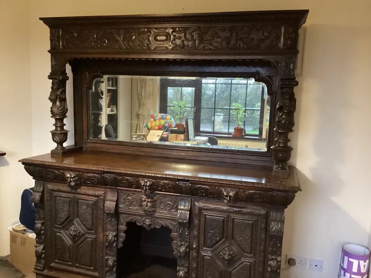 Victorian  carved oak sideboard - Image 3