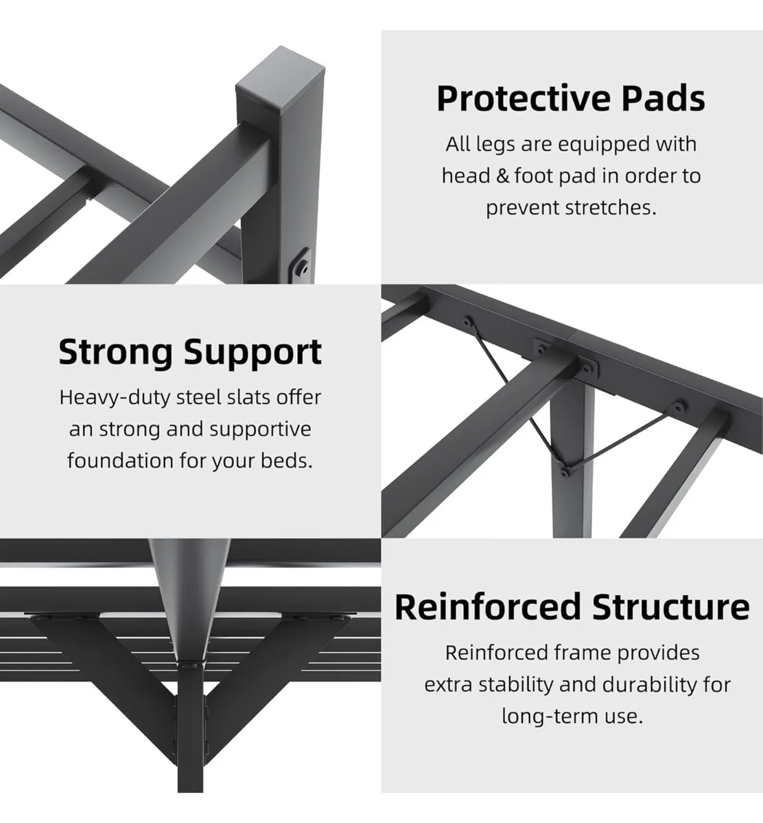 4ft6 Double Bed Frame with Headboard - Image 2