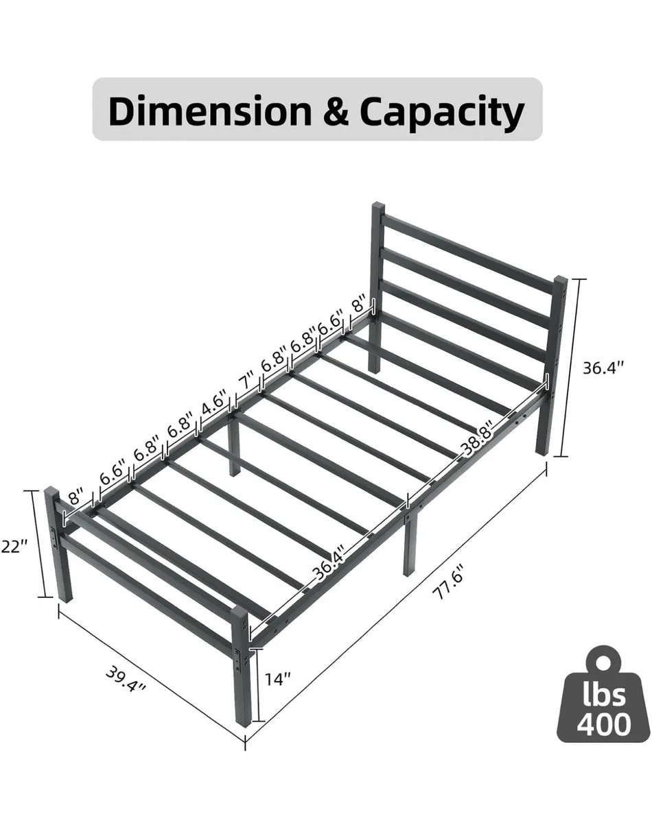 4ft6 Double Bed Frame with Headboard - Image 3