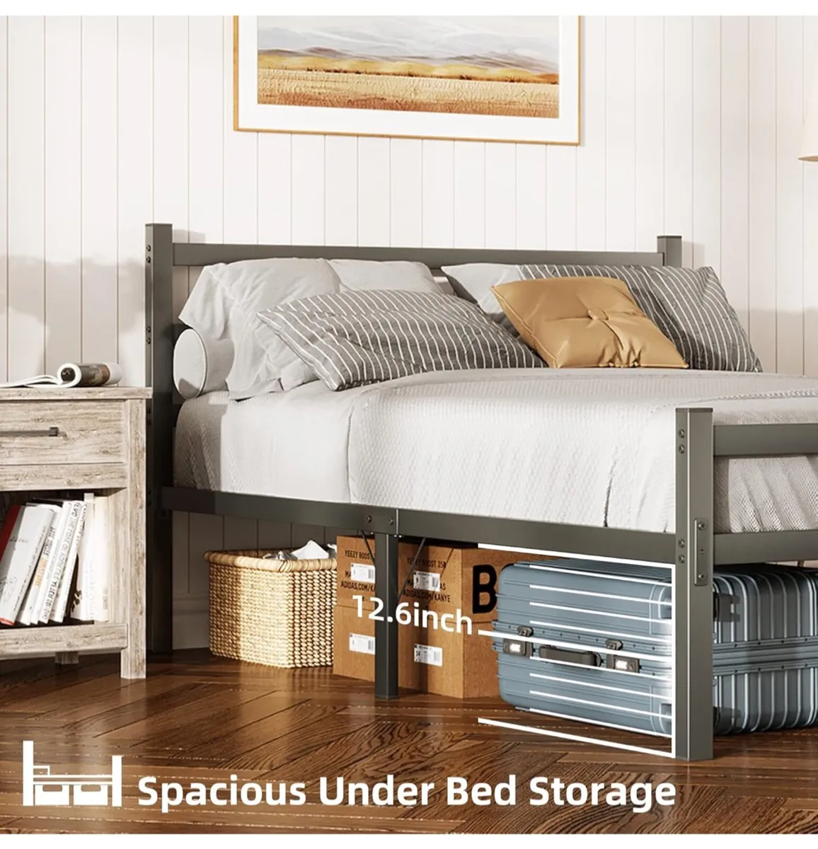 4ft6 Double Bed Frame with Headboard - Image 4