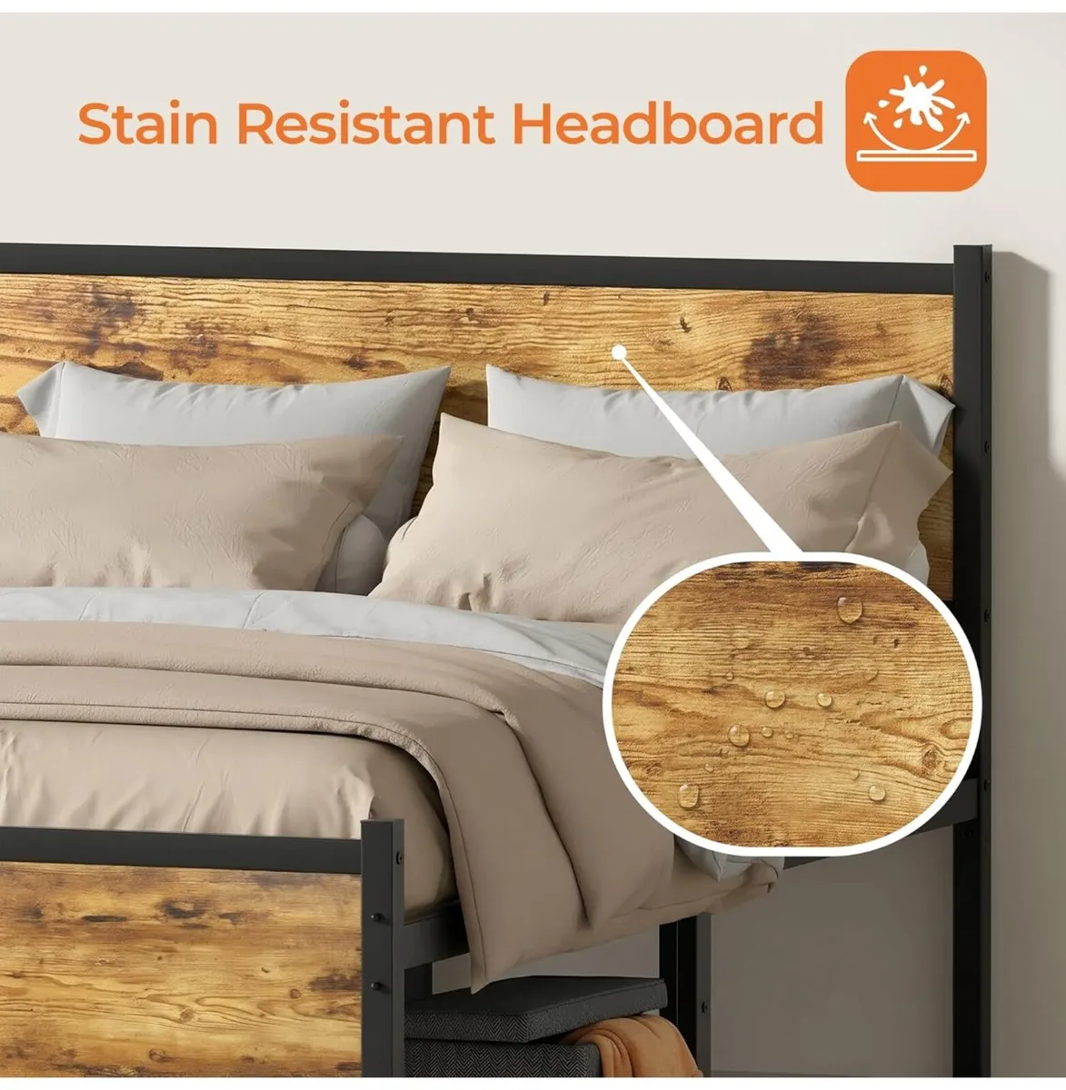 4ft6 Double Bed Frame with Headboard - Image 4