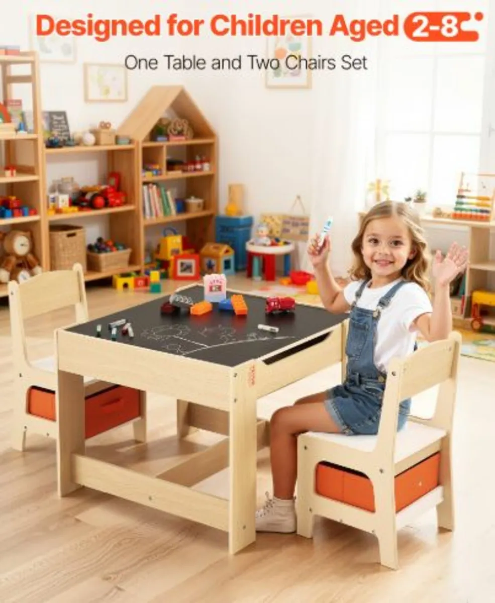 Kids Table and2 Chairs Set,Toddler Table and Chair - Image 2
