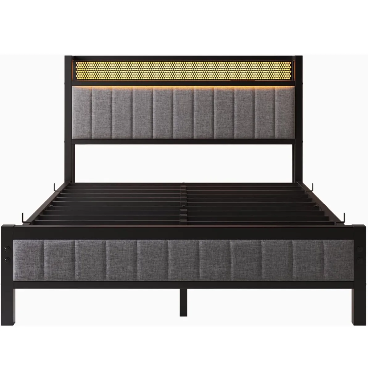 4ft6 Upholstered Bed Frame Double Bed with Chargin - Image 2