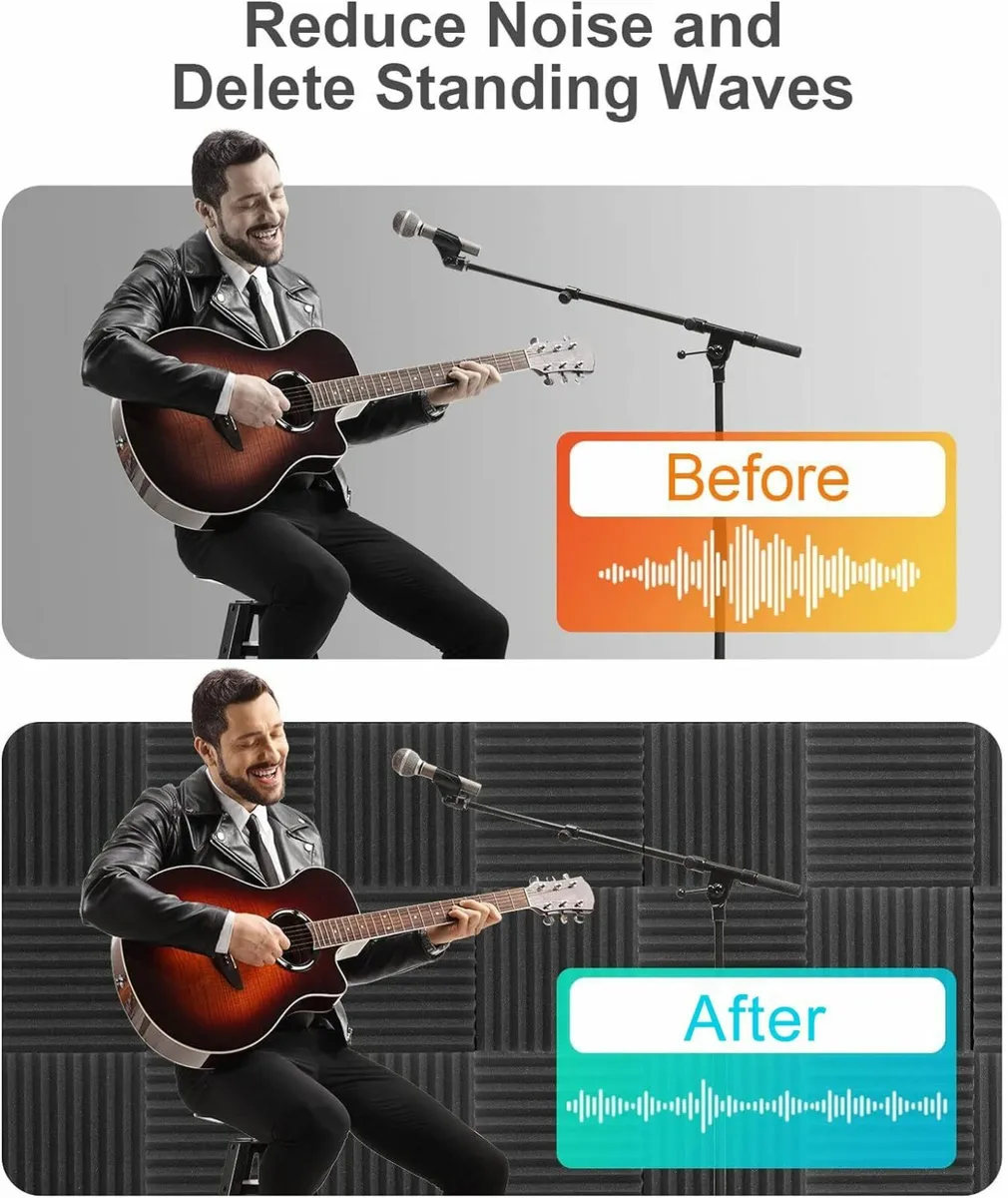 48 Pack Charcoal Acoustic Panels Foam1''x12''x12'' - Image 4