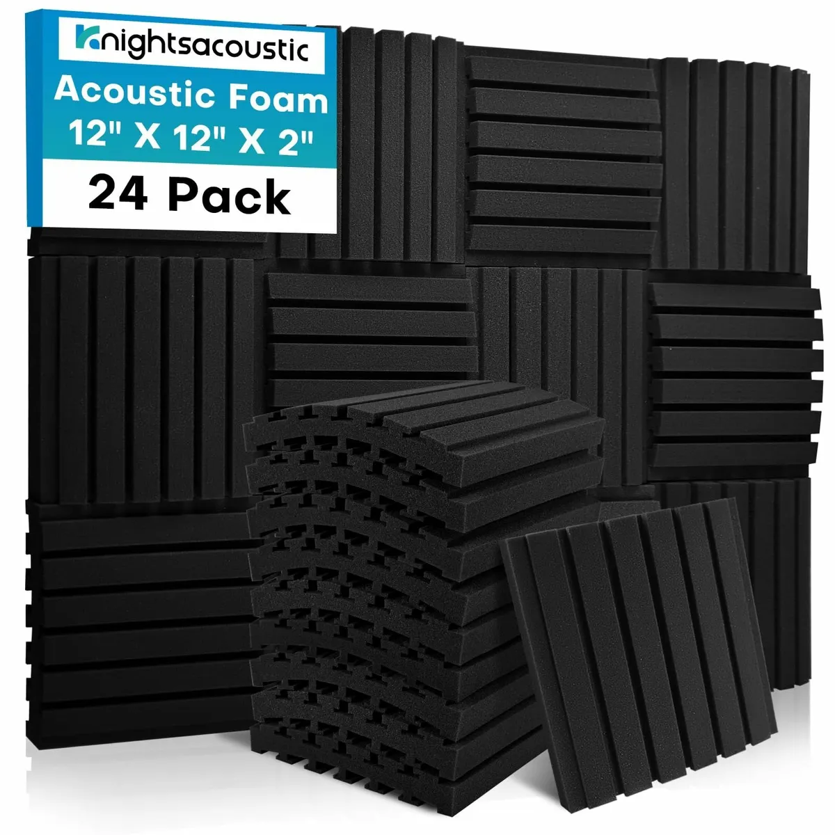 24 Pack Sound Proofing Acoustic Panels2"X12"X12" - Image 1