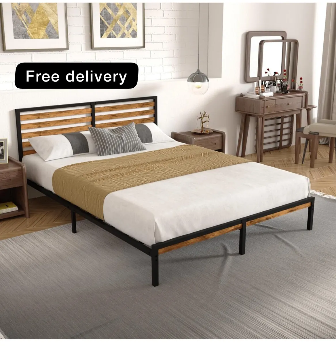 Double Bed Frame with Headboard - Image 1