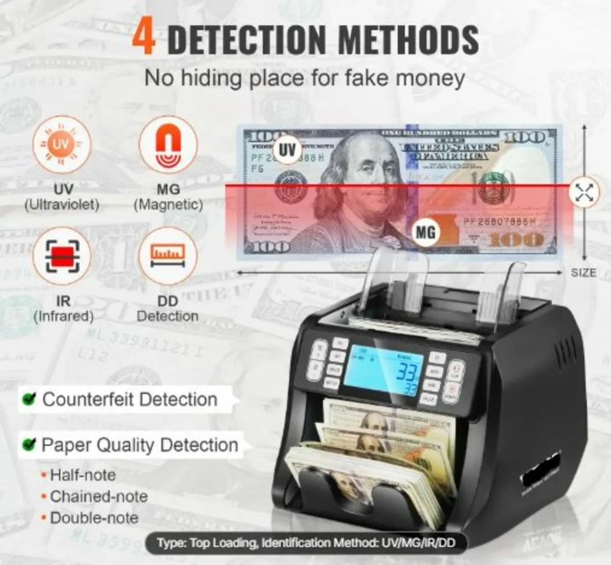Money Counter Machine, Bill Counter with UV, MG,IR - Image 2