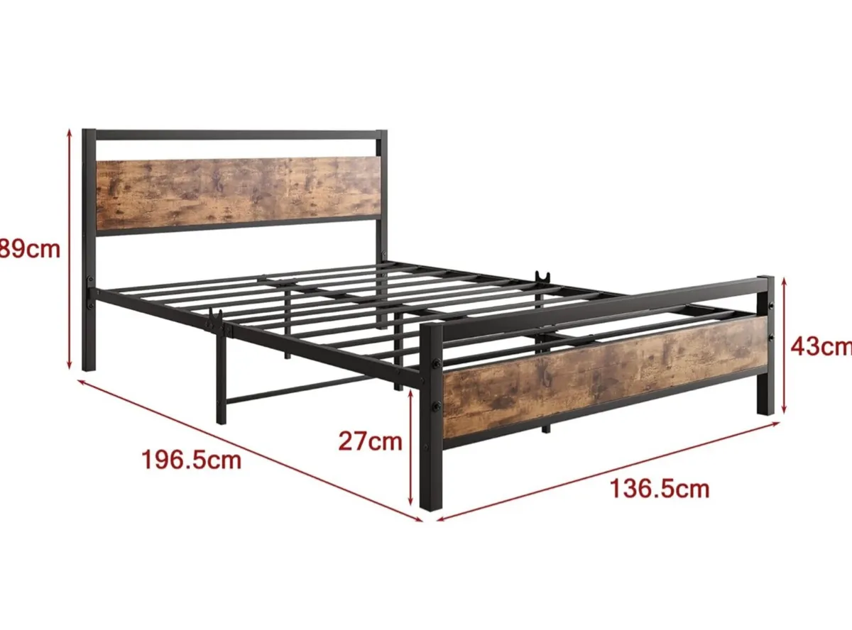 Double Bed Frames with Wood Headboard - Image 3
