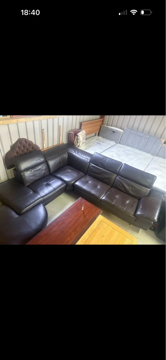 Leather Corner couch with footstool