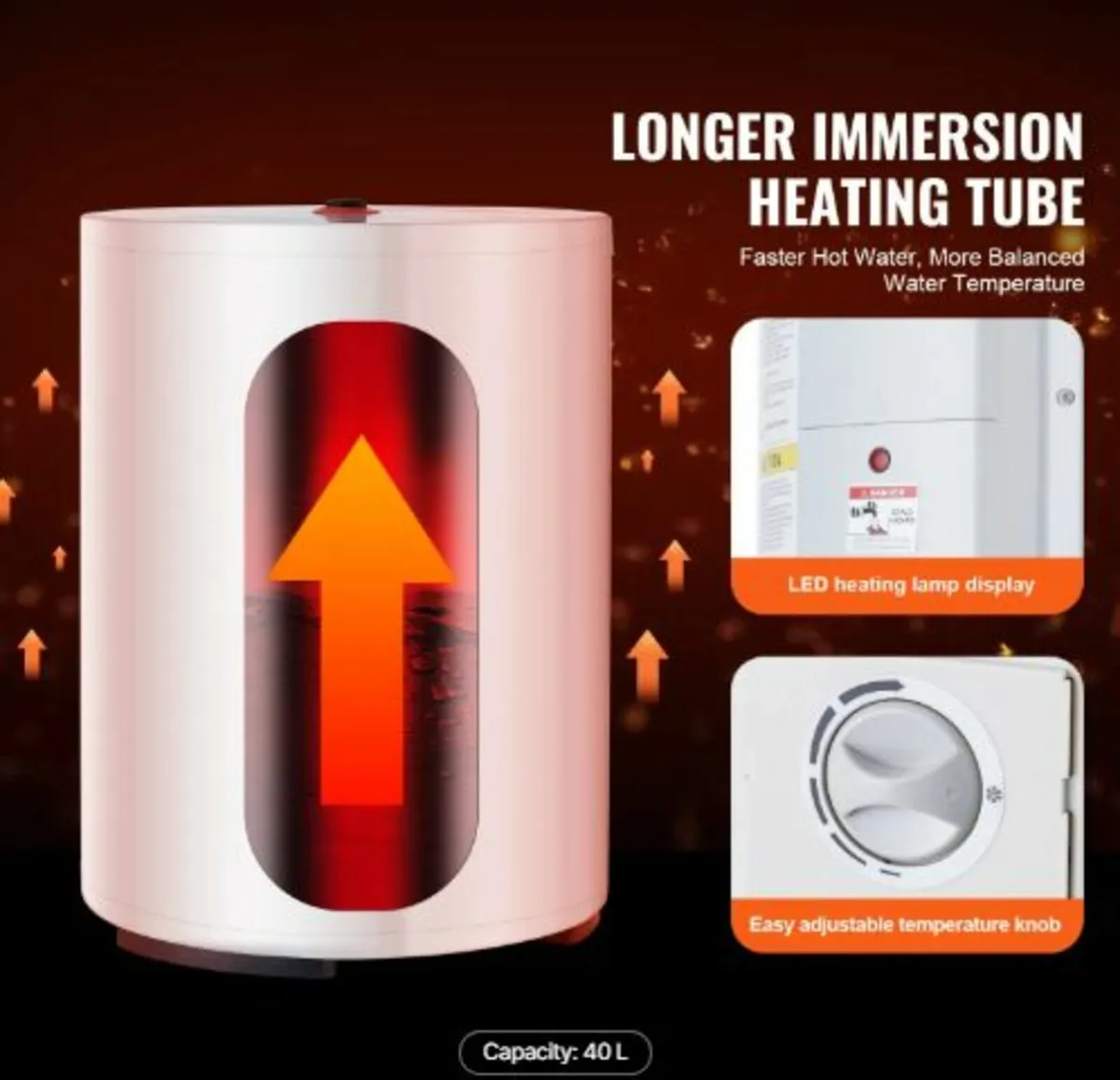 Electric Water Heater, 10 Gallon Tank Instant Hot - Image 3