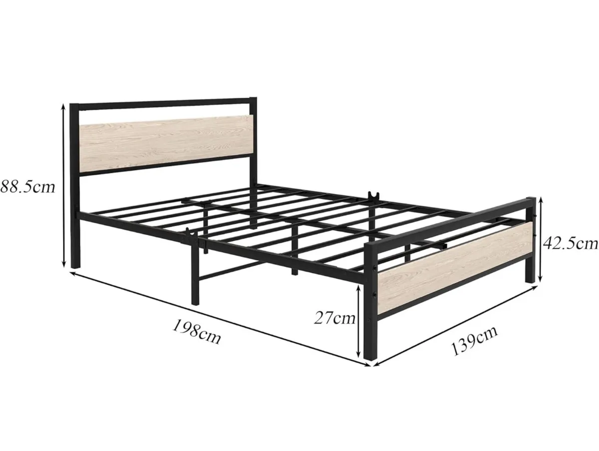 Double Bed Frames with Wood Headboard - Image 4