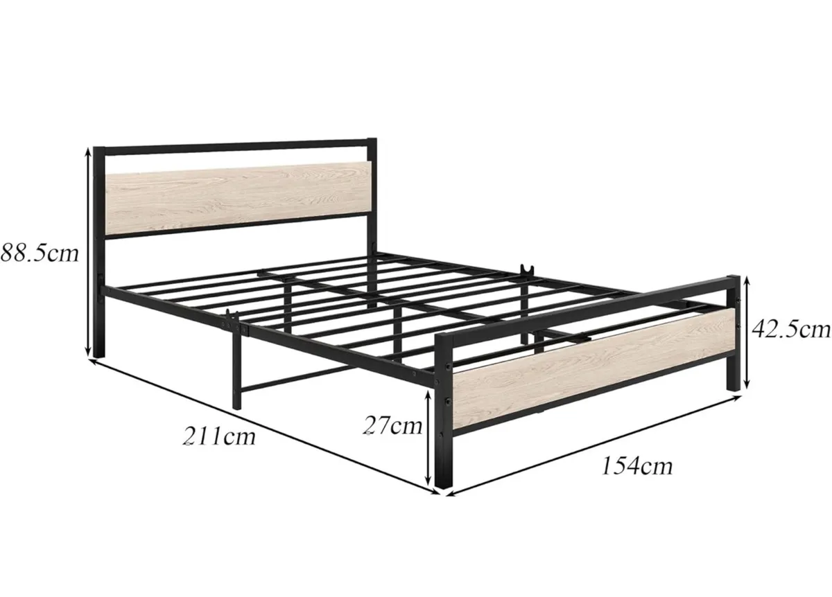 King Size Bed Frame with Wood Headboard - Image 2