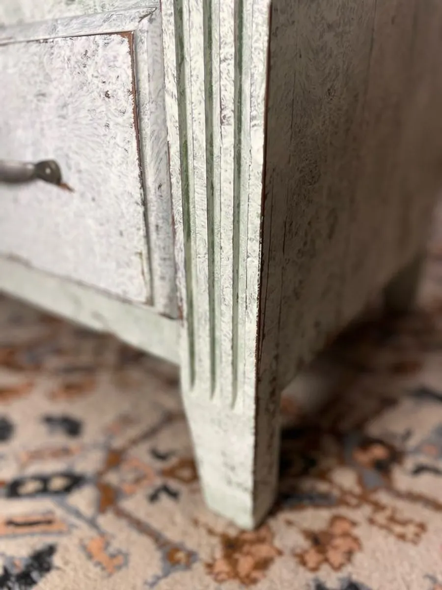 Painted & Distressed Solid Wood Vintage Commode - Image 3