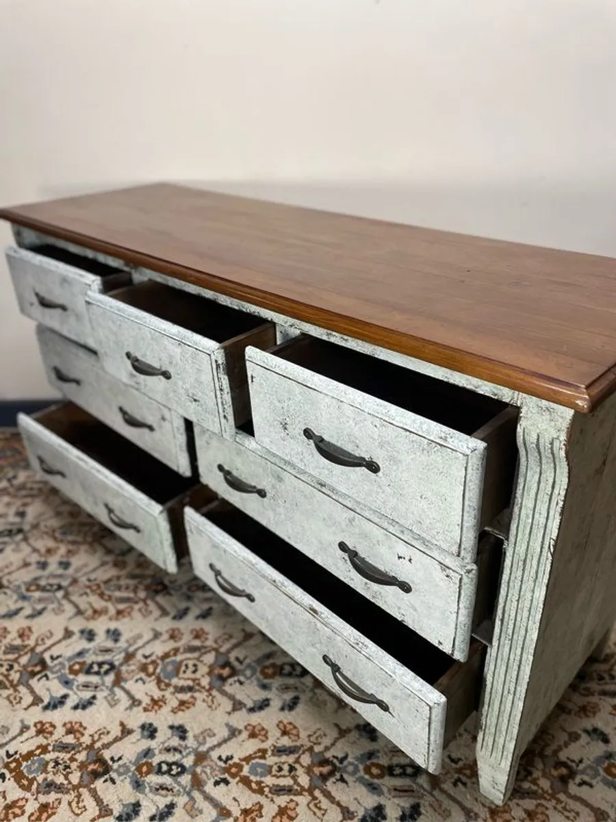 Painted & Distressed Solid Wood Vintage Commode - Image 4