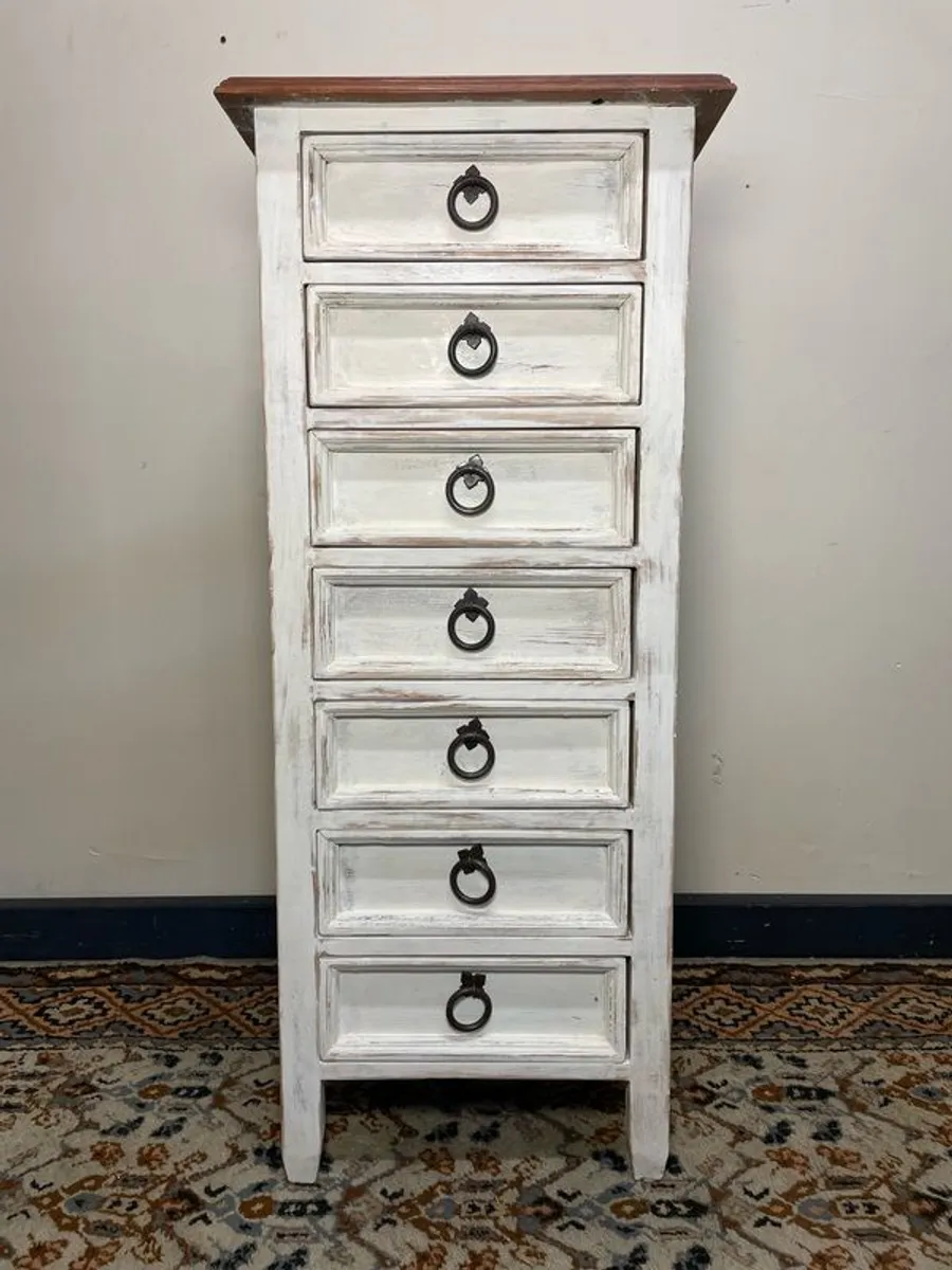 Very Nice Vintage Painted Pine Tallboy - Image 1