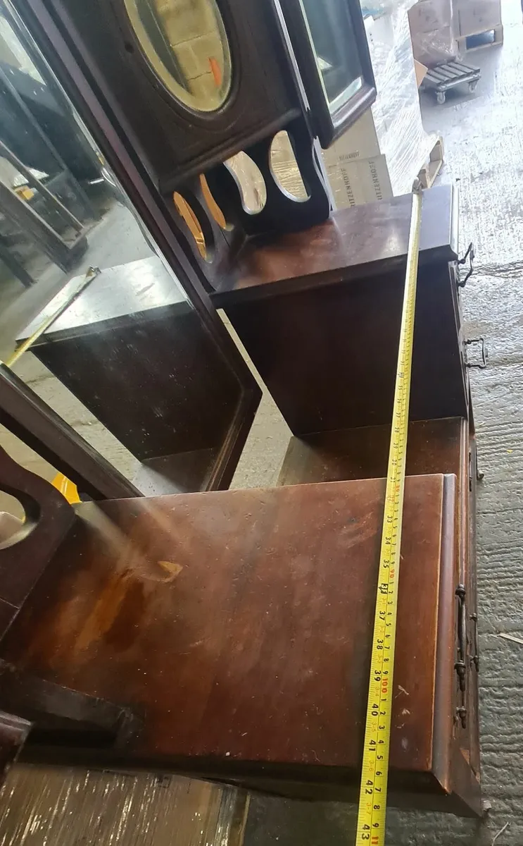 Antique Wooden Dressing Table with Triple Mirror - Image 4